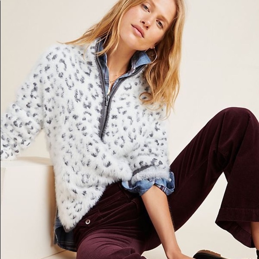 Cindy Snow Leopard Half-Zip Pullover